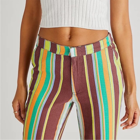 Free People La Paz Slip Crop Pants Boho Stripes - Picture 4 of 16